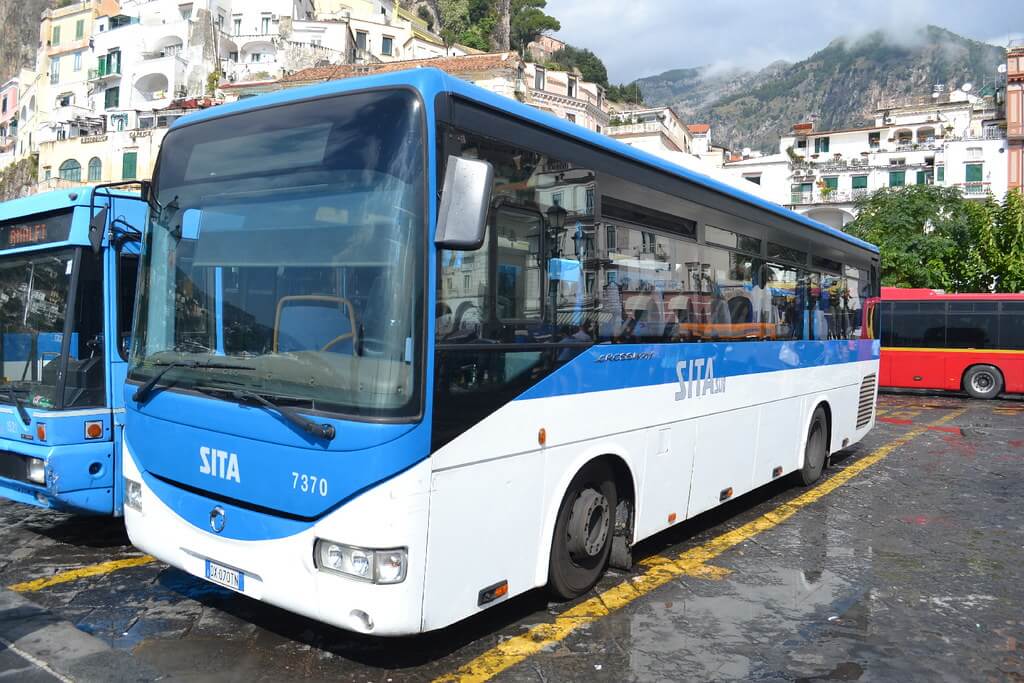 taking the SITA bus to get to the Amalfi Coast Italy
