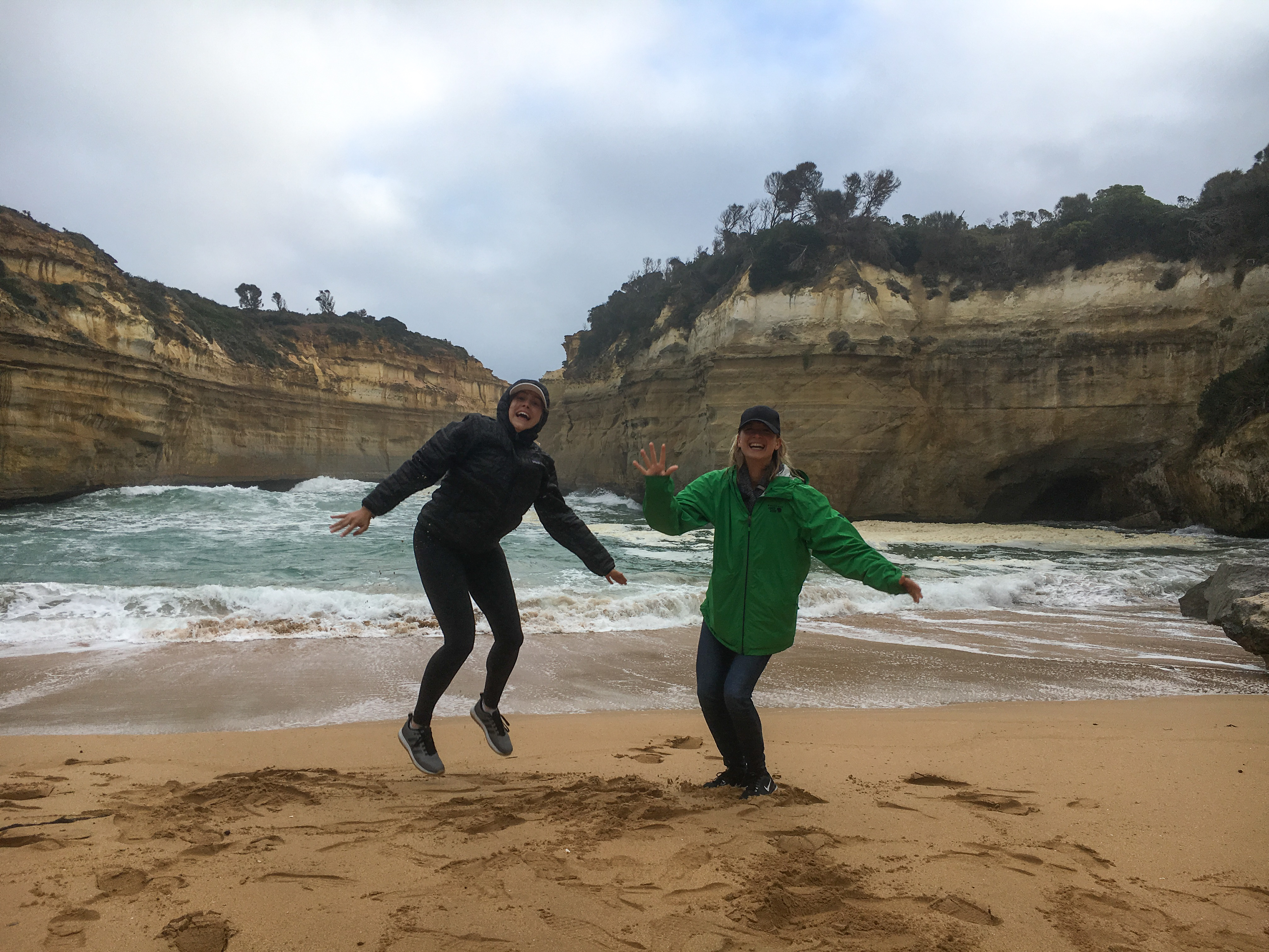 Jumping at the Twelve Apostles in Australia