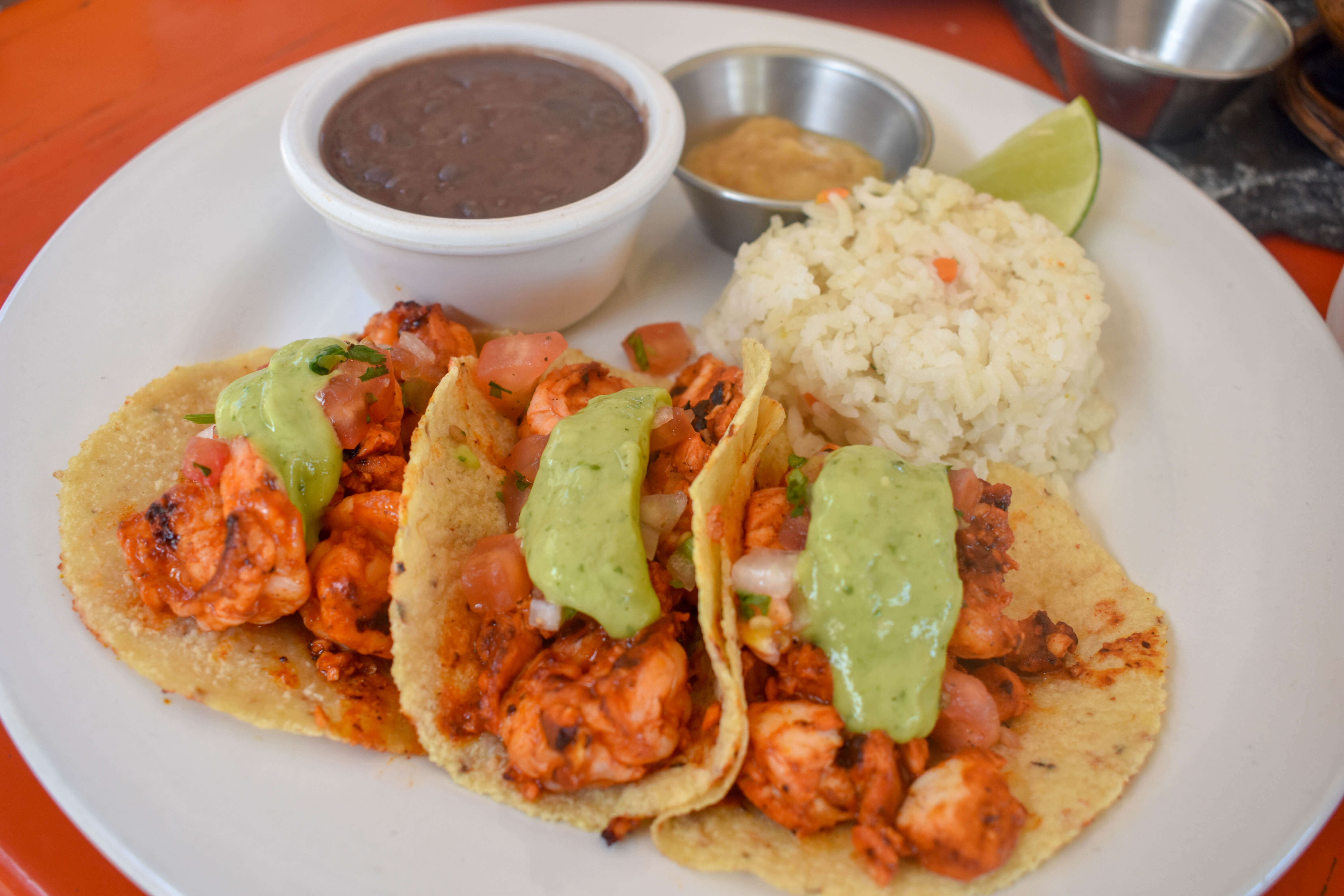 shrimp tacos in Tulum, Mexico
