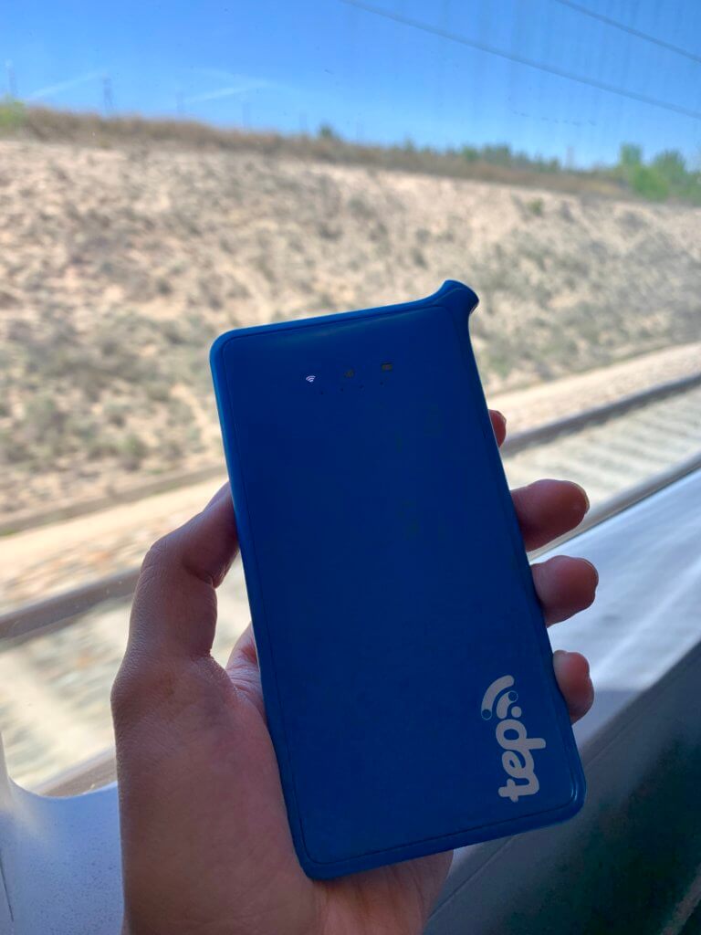 TEP wireless pocket wifi on the train