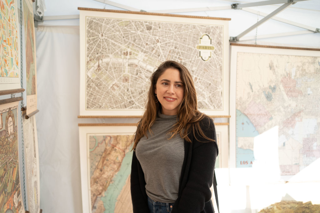 Looking at maps at the Melrose trading post in Los Angeles