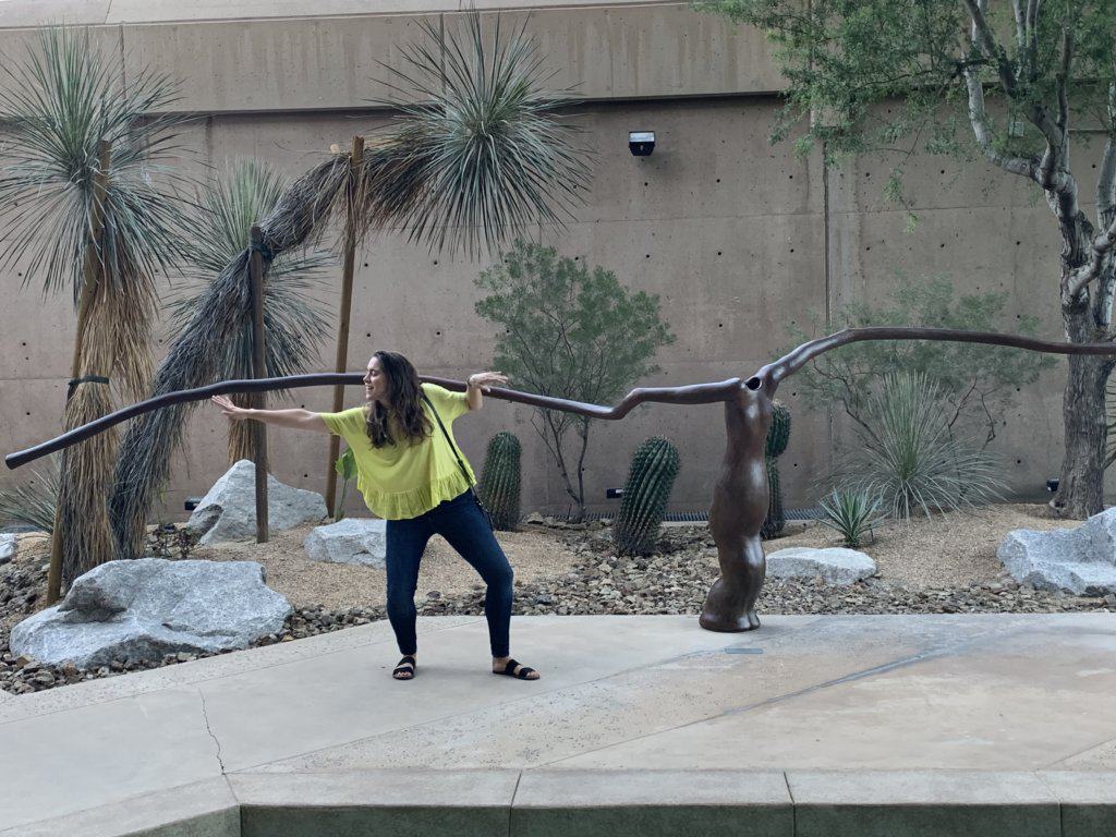 Palm Springs Instagram Spots -posing in the sculpture garden at the palm springs art museum